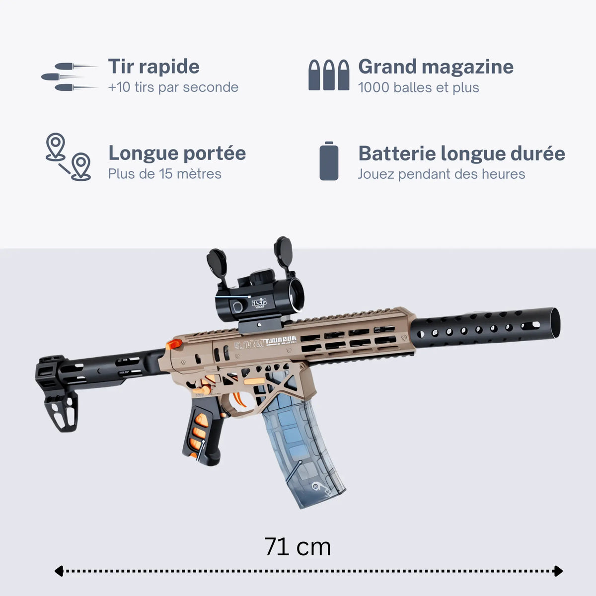 Gel Blaster Gun MK7 – Pistolet à Orbeez Balls - Fusil Billes de Gel - FunBlasters