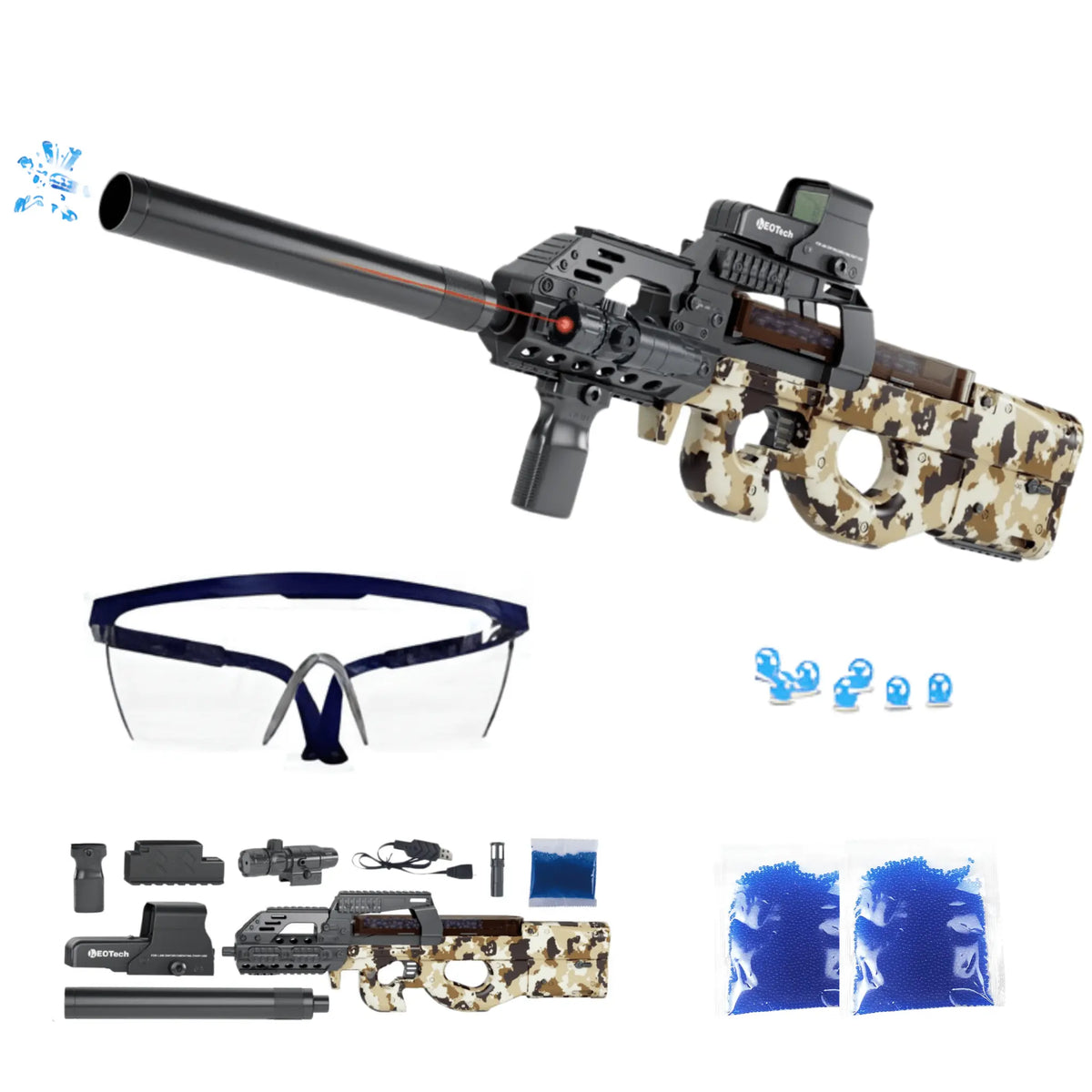 Gel Blaster Gun P90 – Pistolet à Orbeez Balls - Fusil Billes de Gel - FunBlasters