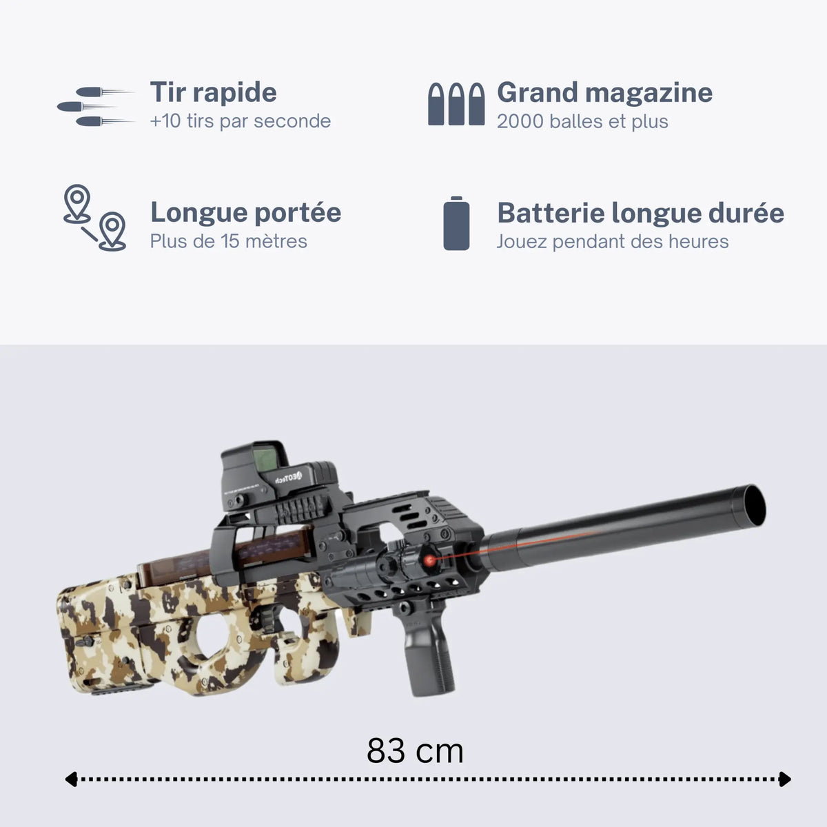 Gel Blaster Gun P90 – Pistolet à Orbeez Balls - Fusil Billes de Gel - FunBlasters