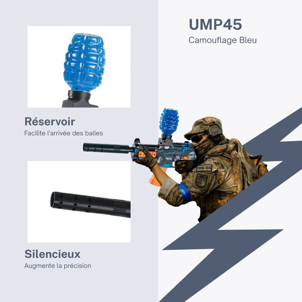 Gel Blaster Gun UMP45 – Pistolet à Orbeez Balls - Fusil Billes de Gel - FunBlasters